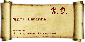 Nyiry Darinka névjegykártya